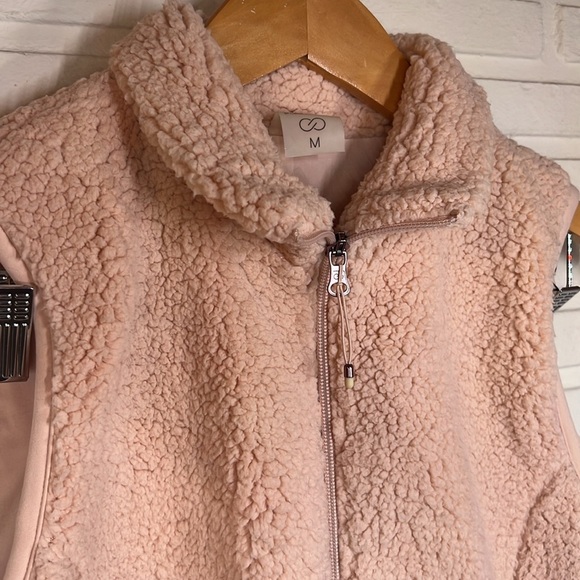 Calia Soft Pink Teddy Bear Sherpa Zip Up Vest, Women's Size Medium - Picture 2 of 8